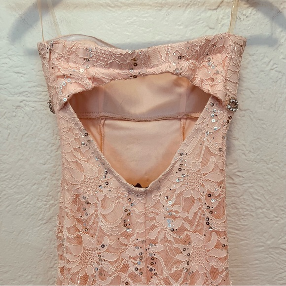 Vintage Y2k 90s Pink Lace Gown Dress Sequins Jewels My Michelle 1 XXS Prom - Picture 11 of 13